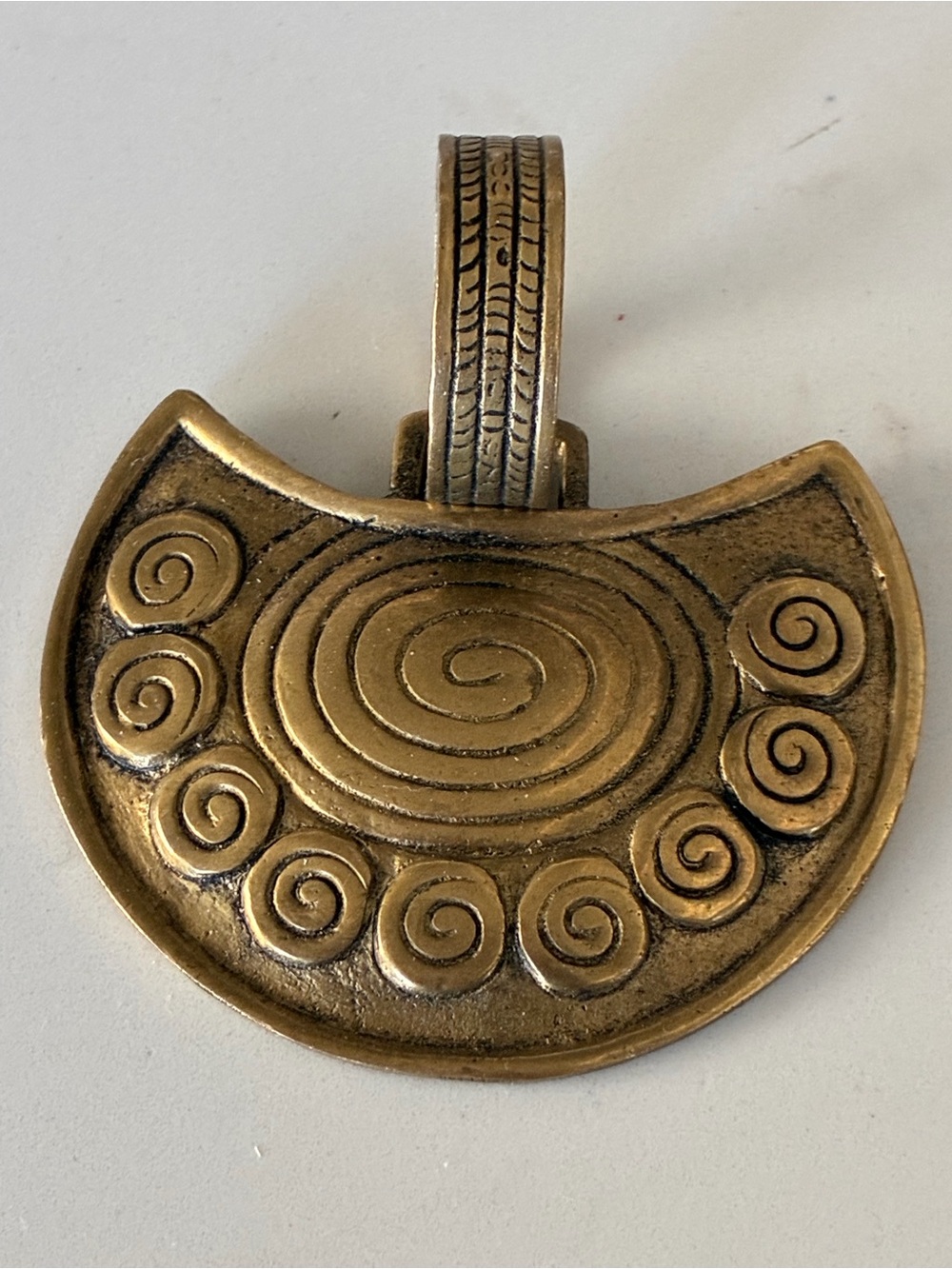Brass Pendant Roman Lunula Amulet, protective symbol worn in ancient Rome.